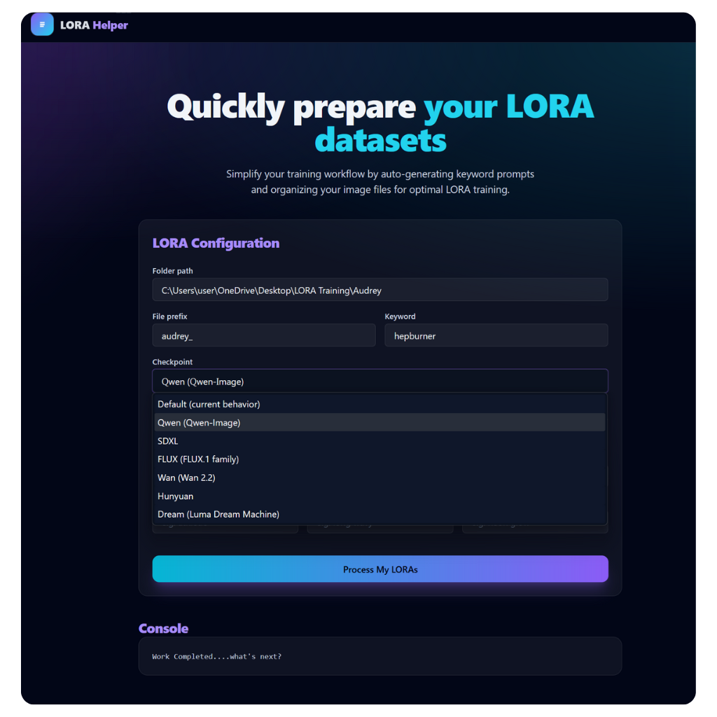 LoRA Dataset Prep Tool Screenshot